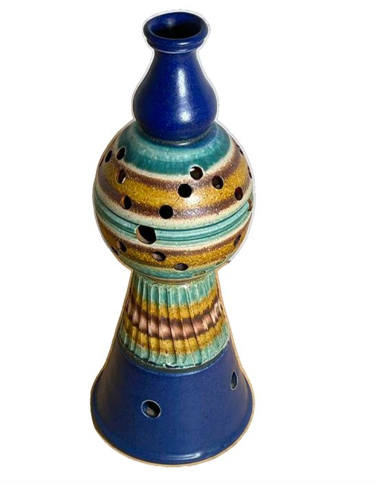 Mid Century Modern Ceramic Vase with Perforated Spherical Body