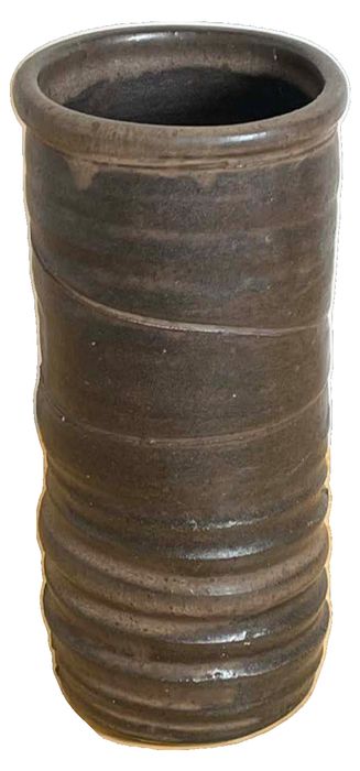Antique Ribbed Stoneware Studio Pottery Vase by Carl Constantine