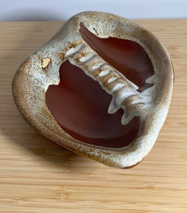 Vintage MCM Quebec Studio Pottery Drip Glaze Ashtray