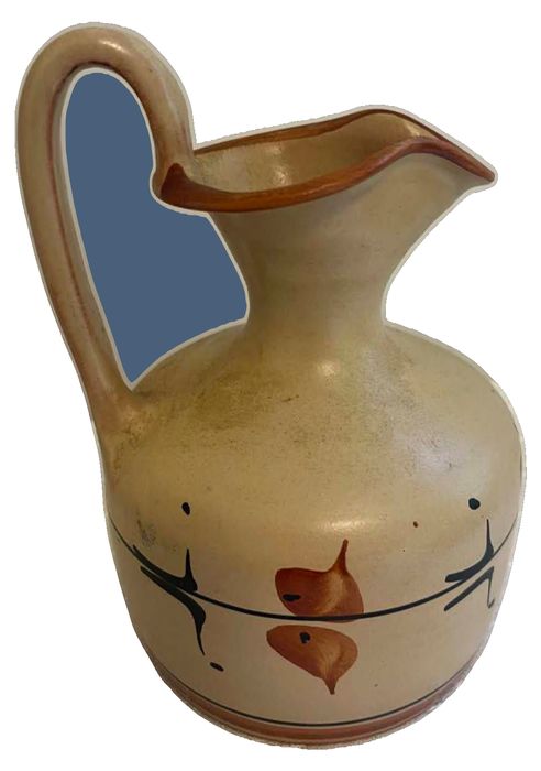 Vintage Mexican Folk Art Hand-Painted Pitcher with Abstract Motifs