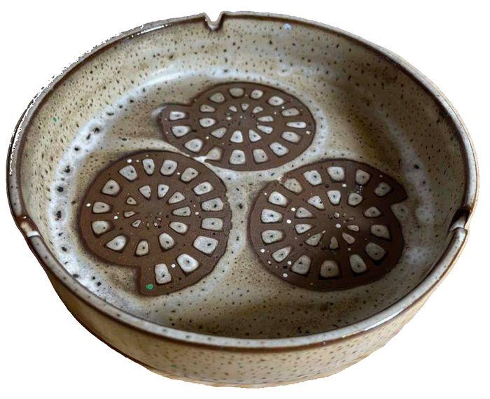 Vintage Mid-Century Ceramic Ashtray with Floral Motif