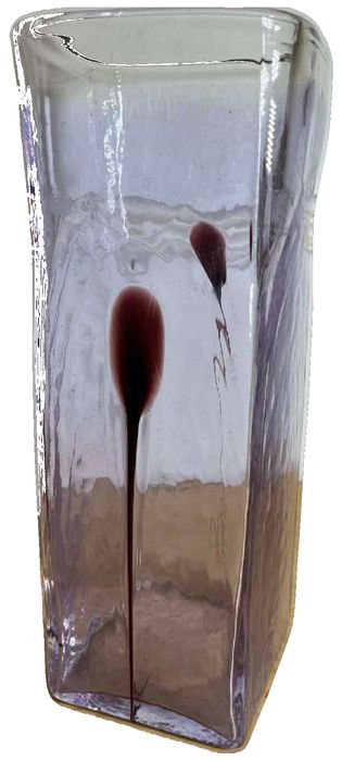 Large Glass Vase with Lilac Color and red Internal Inclusion