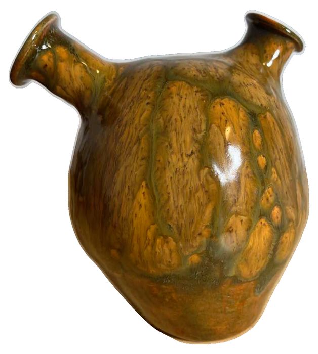 Artist-Signed Louis Fillion Double-Spouted Pottery Jug