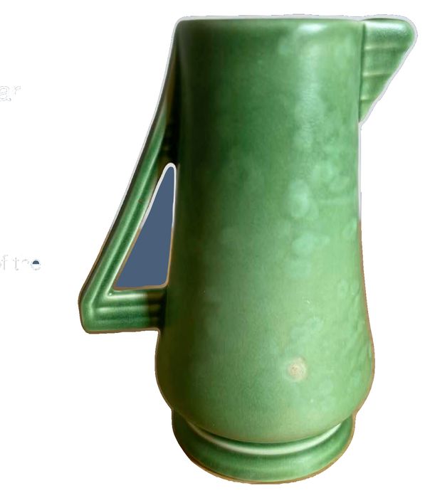 Green Glazed Crown Ducal Art Deco Pitcher with Angular Handle