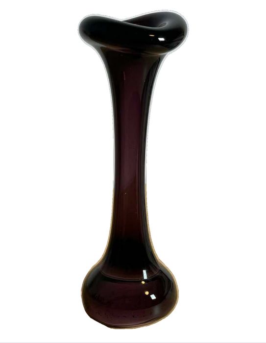 Vintage MCM Symmetrical Double-Bulb Decorative Amethyst Glass Vase