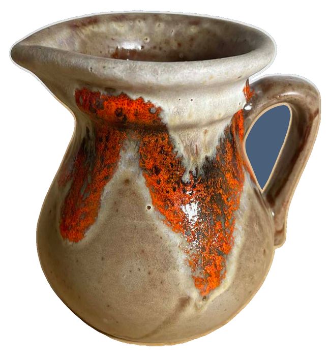 Vintage MCM “Fat Lava” Style Drip Glaze Ceramic Pitcher