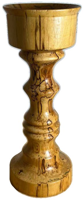 Tall Hand-turned Olive Wood Candlestick Holder