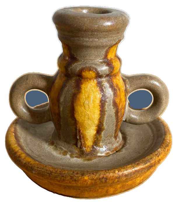 Vintage Glazed Laurentian Pottery Candlestick Holder