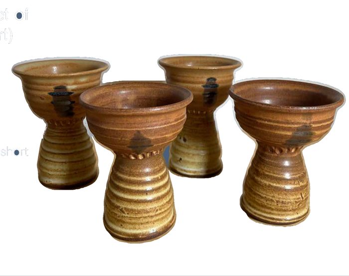 Vintage Handmade Studio Pottery Ceramic Goblet Set of Four (two tall and two short)