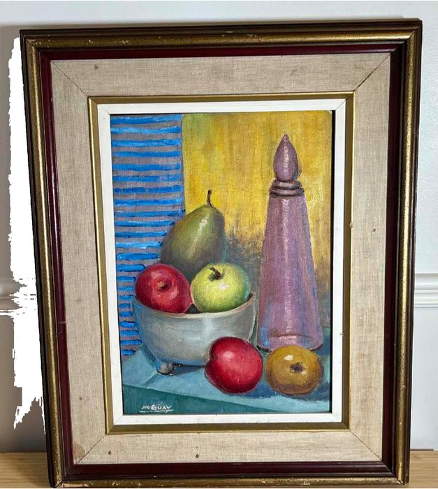 Signed Vintage Still Life Oil Painting by M. Guay
