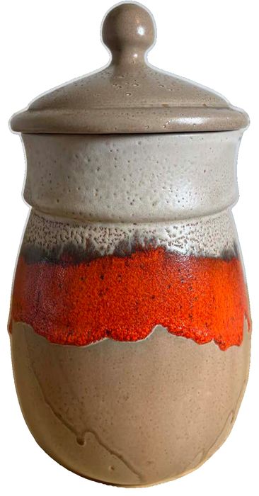 1970s Vintage Laurentian Pottery Ceramic Cookie Canister with Lava Drip Glaze