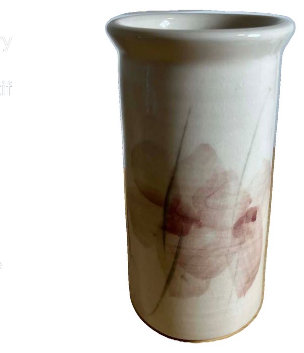 Signed Late 20th-Century Studio Pottery Vase with Hand-Painted Floral Motif