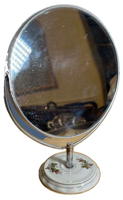 Vintage Japanese Porcelain-Based Tabletop Swivel Two Sided Mirror