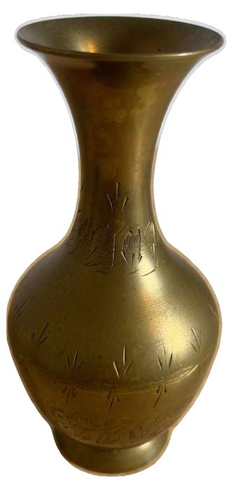 Vintage Indian Hand-etched Brass Bud Vase