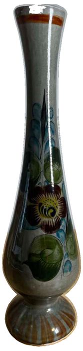 Vintage Hand-painted Tonala Mexican Pottery Bud Vase