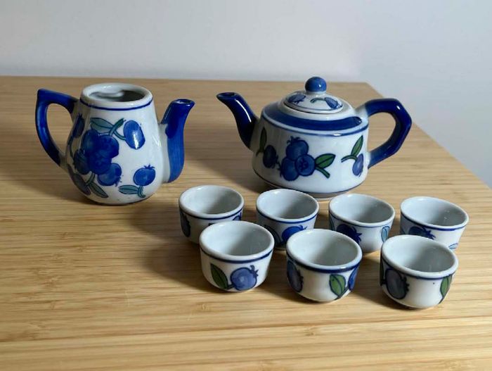 Vintage Miniature Childs Tea Set in “Blueberry” Design