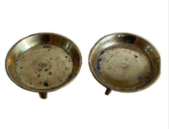 Pair of Indian Small Brass Round Candle Holders