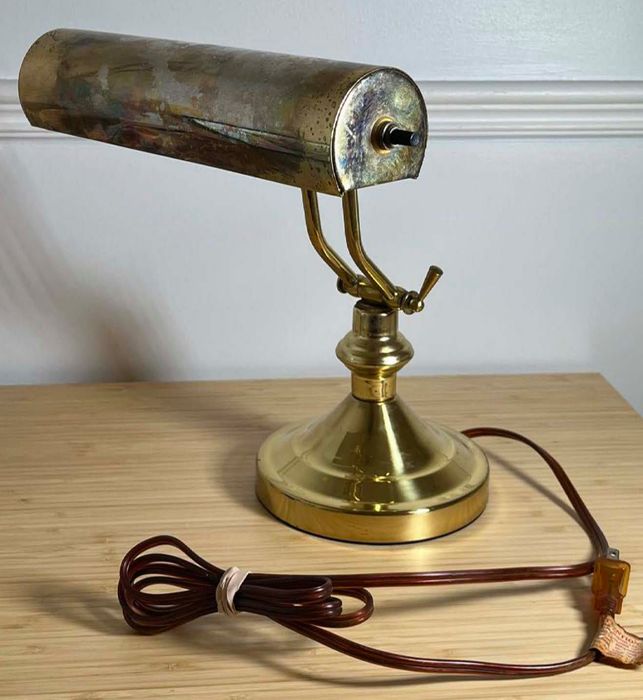 Vintage Mid-Century Brass Piano or Desk Lamp with Beautiful Patina