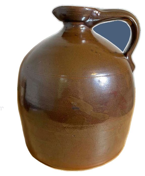 Heavy vintage late 19th century American brown stoneware beehive jug
