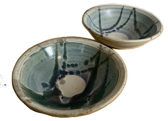 Pair of signed studio pottery bowls