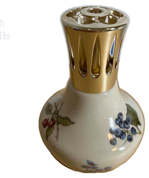 Vintage Lampe Berger catalytic fragrance lamp with hand-painted botanical motifs