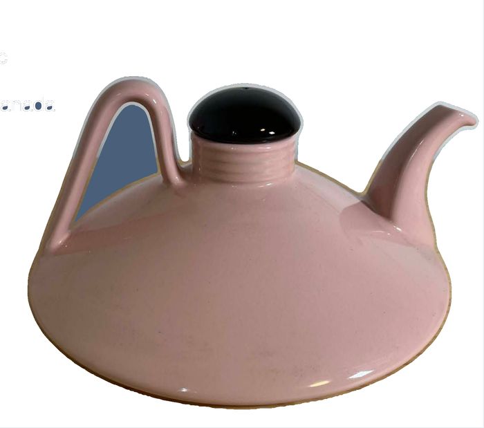 1970s post-modern ceramic teapot designed by Goyer Bonneau for Beauceware Canada